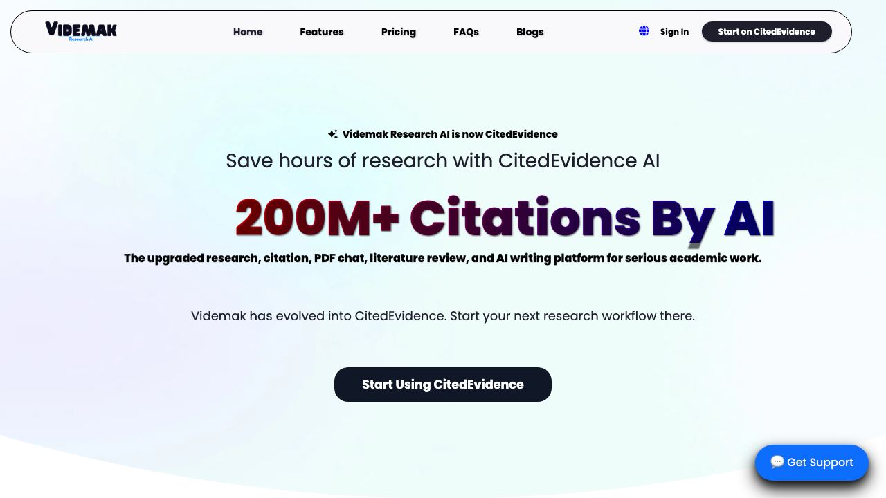 Videmak Research AI 网站截图