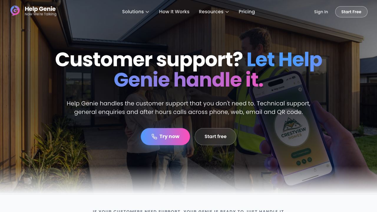 HelpGenie website screenshot
