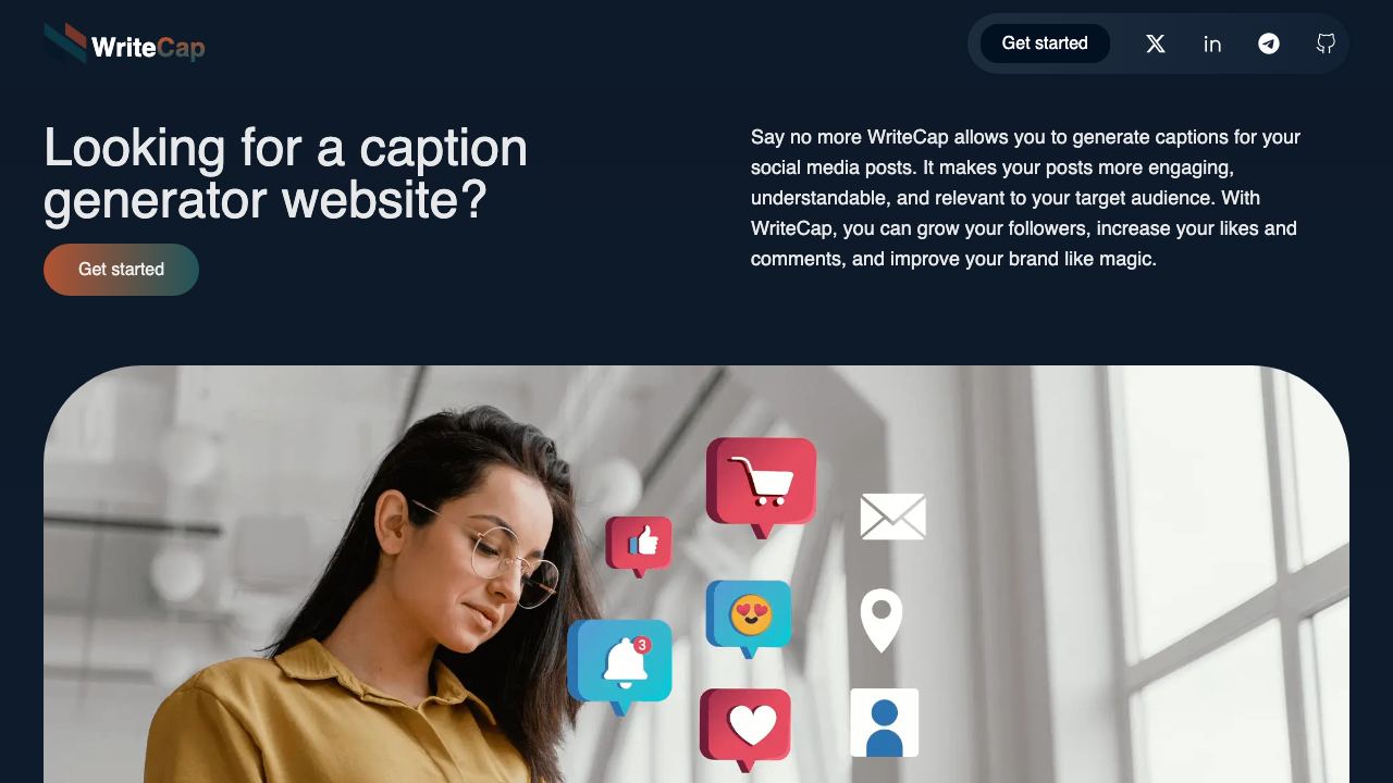 WriteCap website screenshot