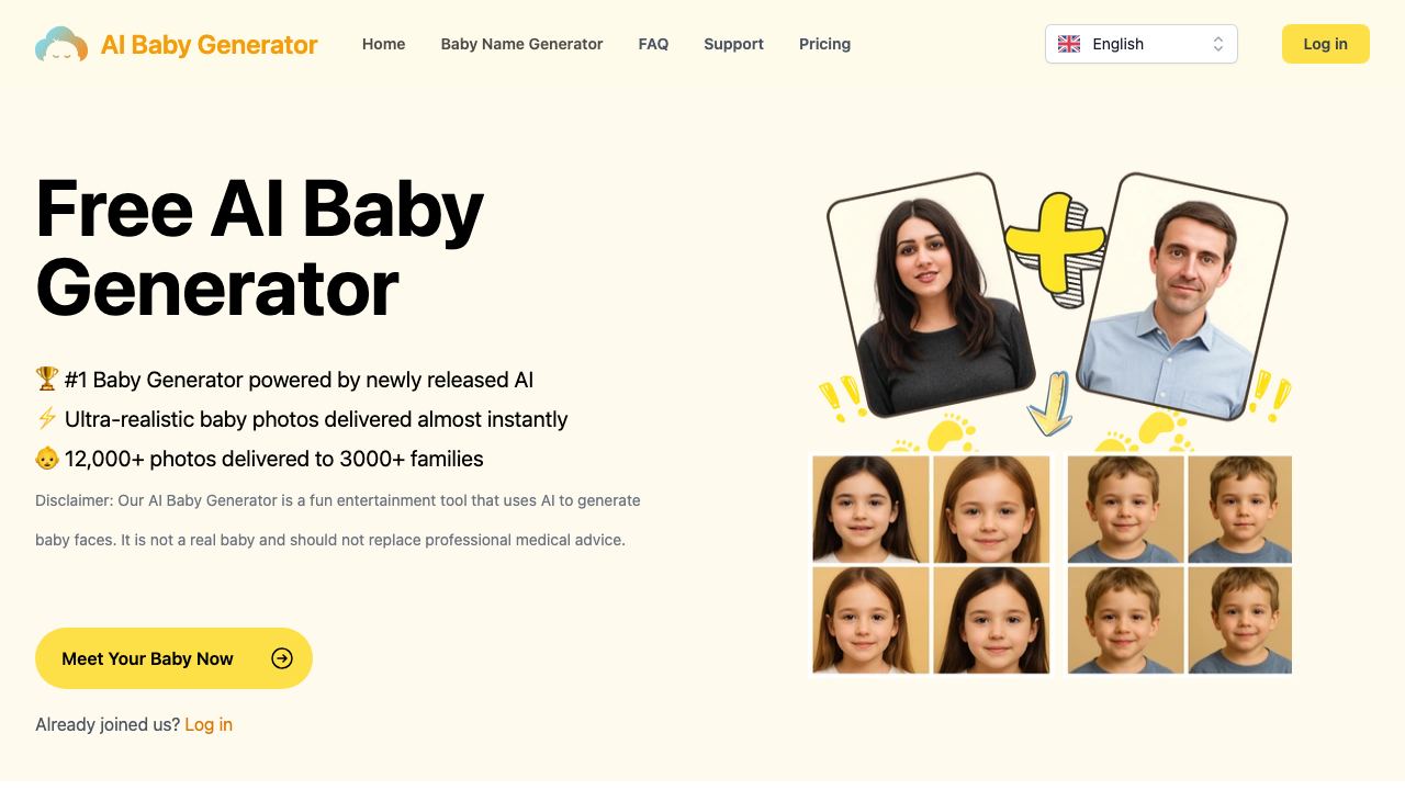 Free AI Baby Generator 网站截图