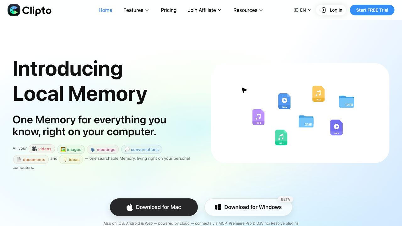 Clipto website screenshot