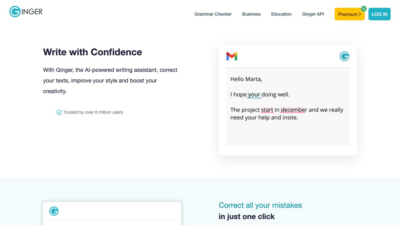Ginger website screenshot