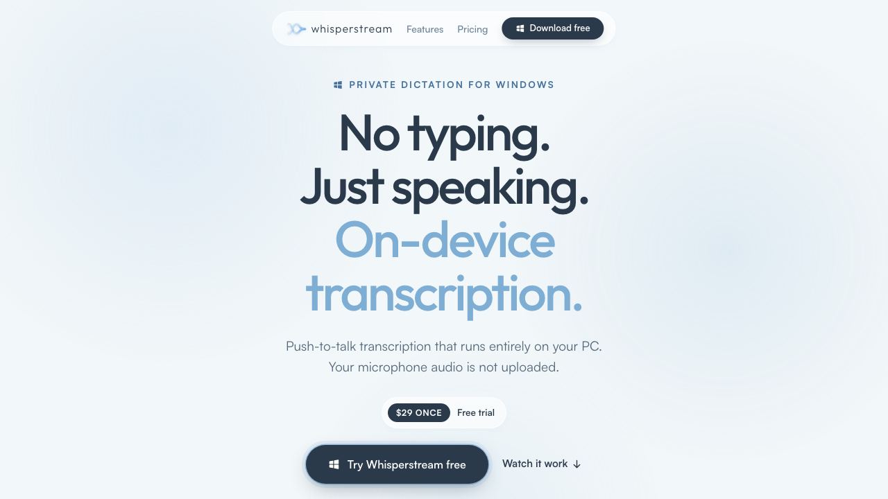 Whisperstream website screenshot