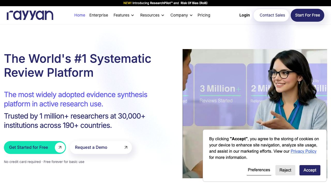 Rayyan website screenshot