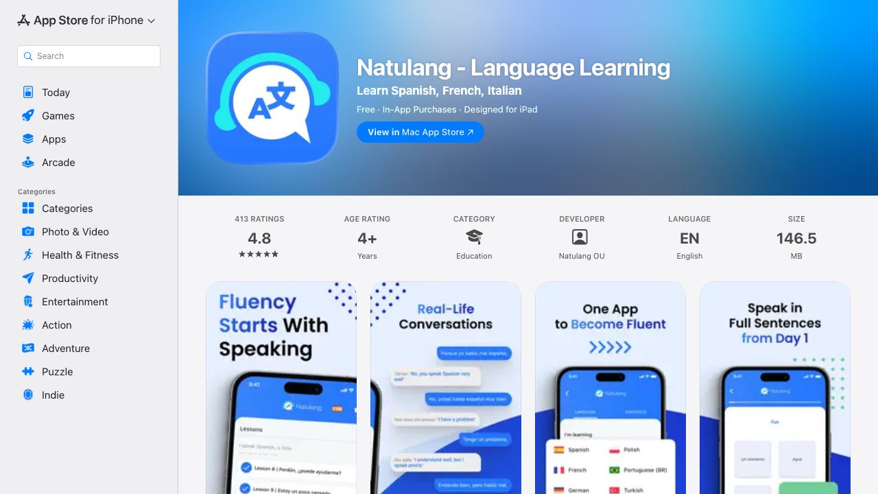 Natulang 网站截图