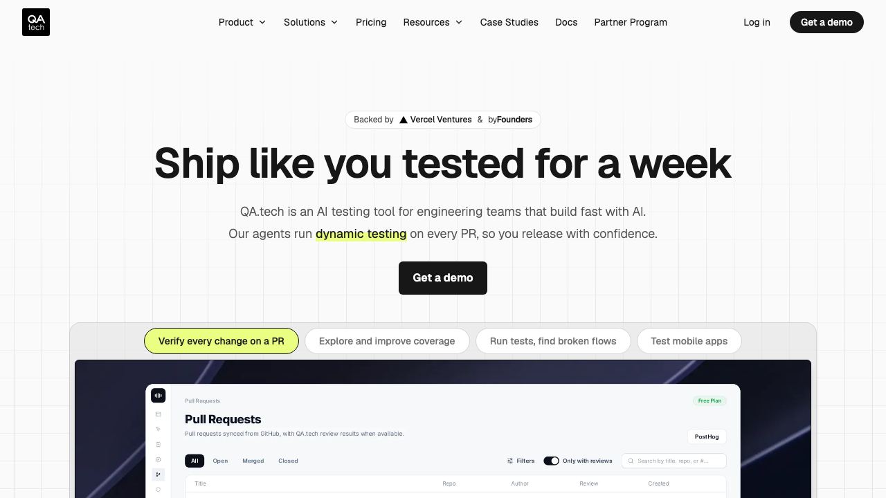 QA.tech website screenshot