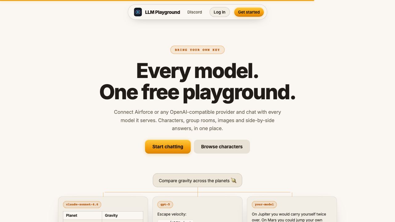 LLM Playground 网站截图