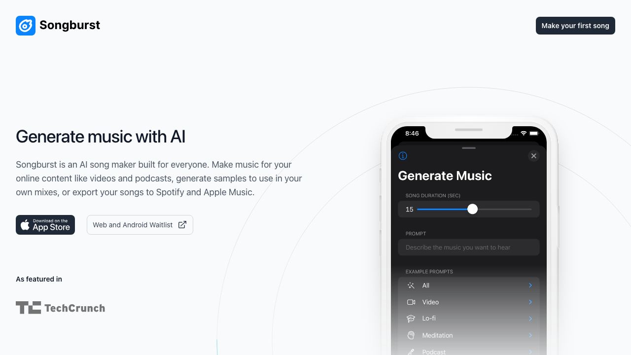 Songburst 网站截图