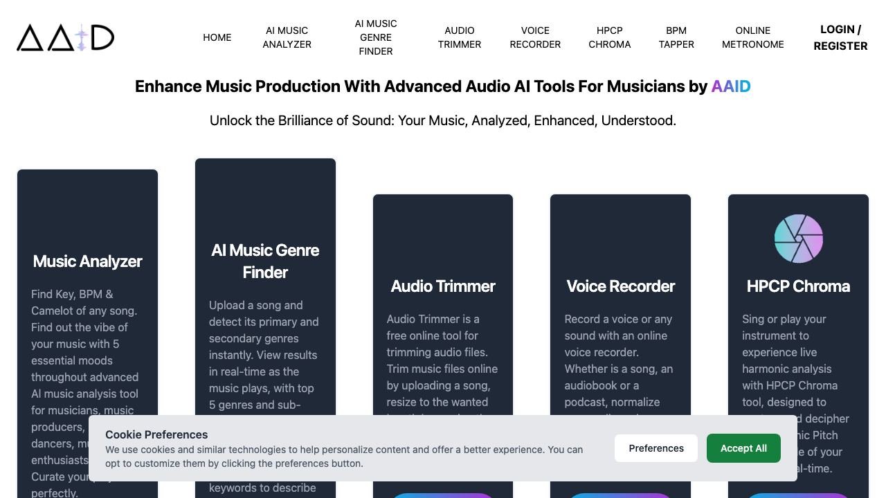 Audio AI Dynamics 网站截图
