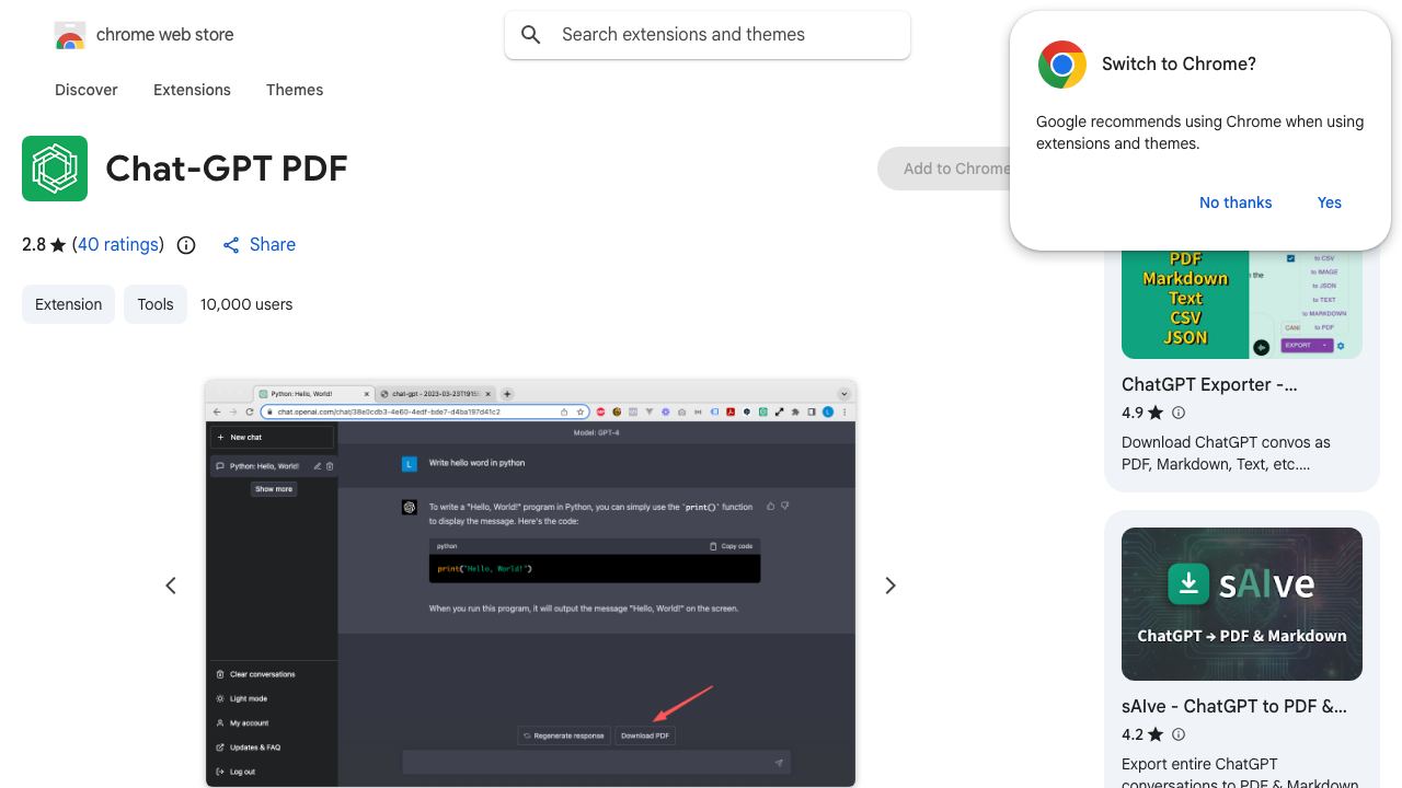 Chat-GPT PDF 网站截图
