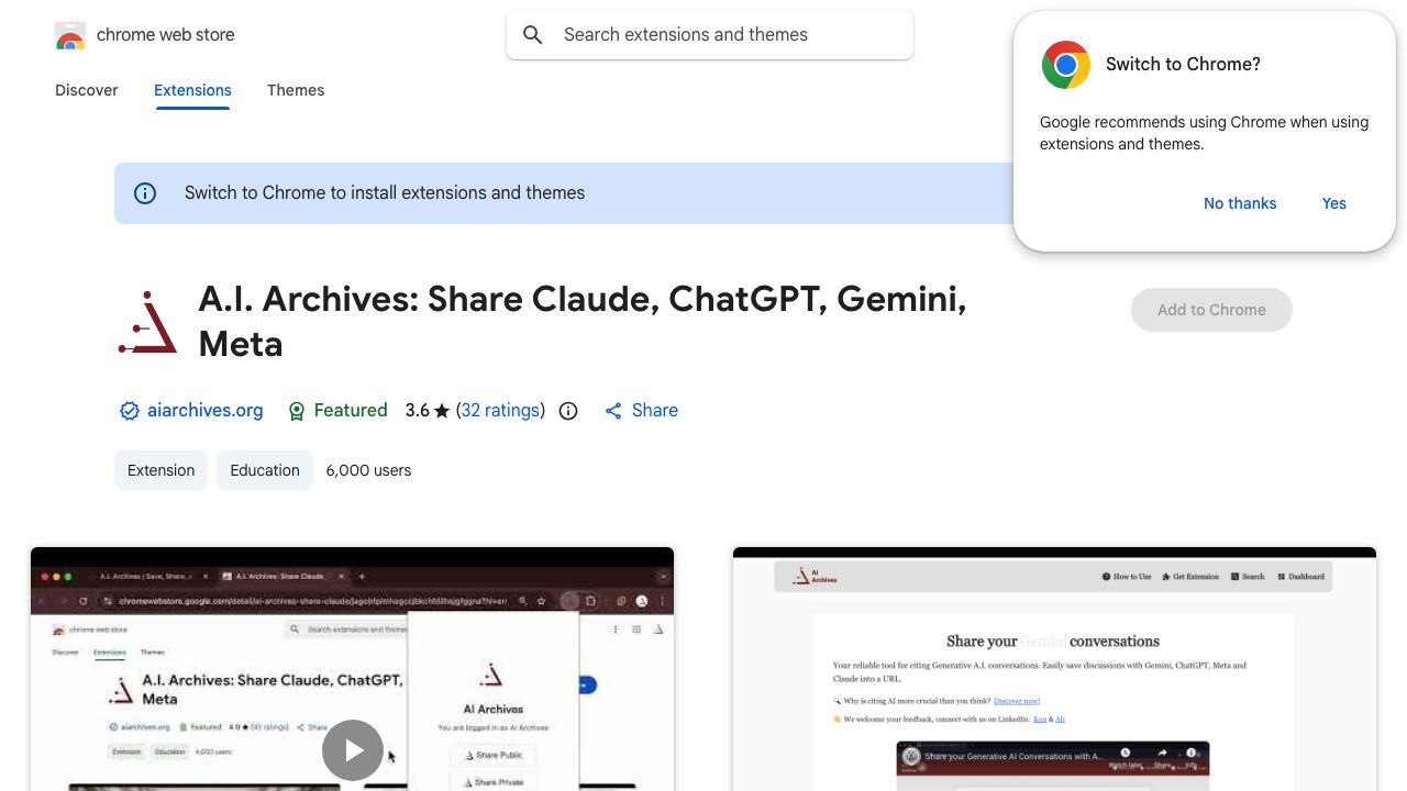 A.I. Archives: Share Claude, ChatGPT, Bard 网站截图
