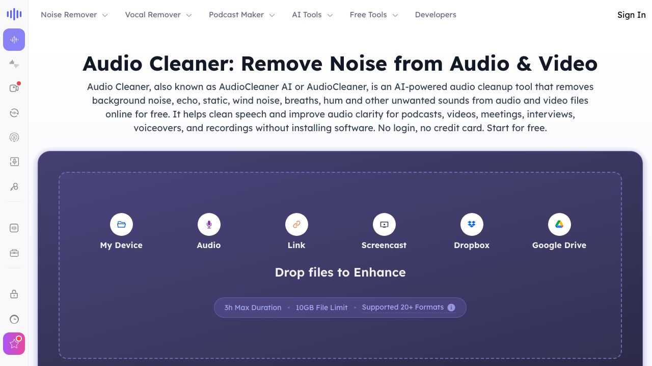 Audio Cleaner AI 网站截图
