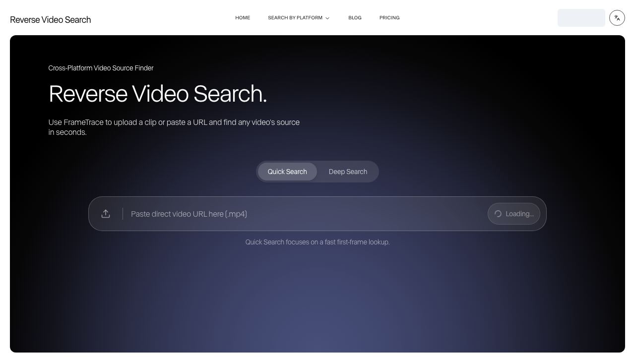 FrameTrace | Reverse Video Search 网站截图