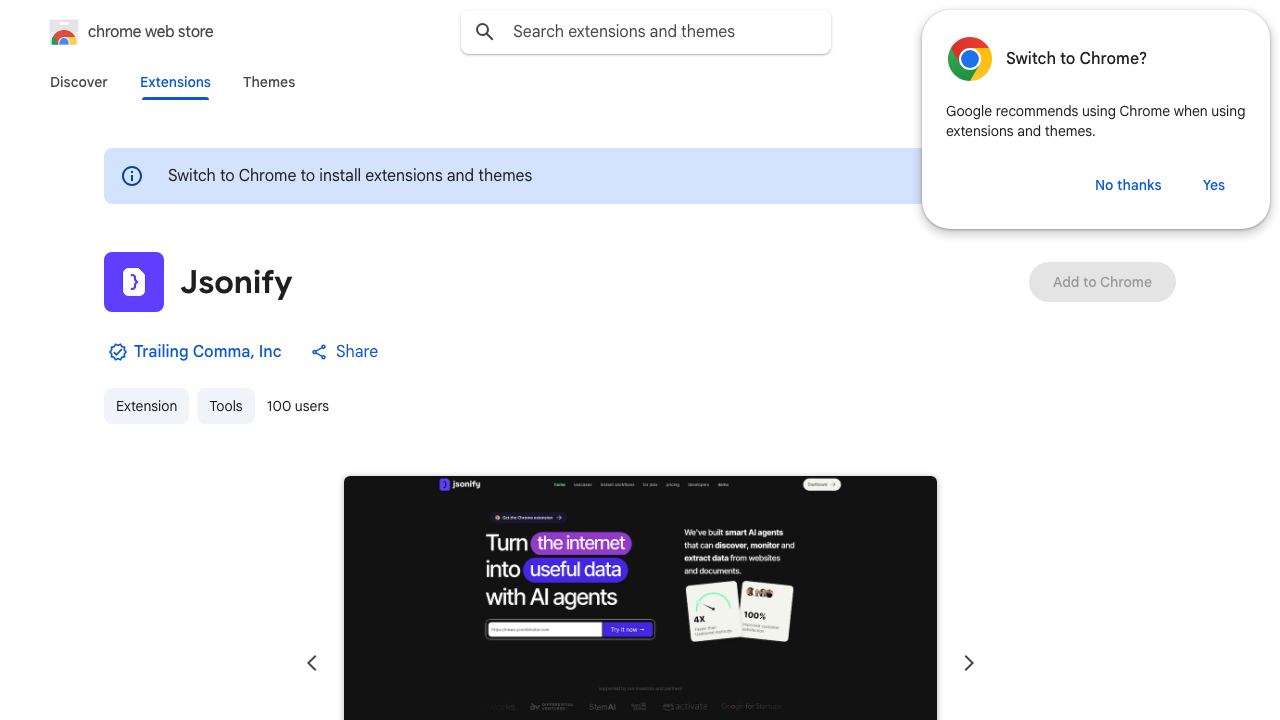 Jsonify | Turn this page to data 网站截图