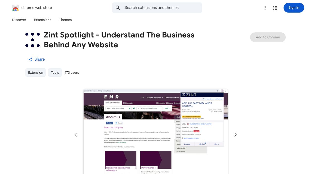 Zint Spotlight - Understand The Business Behind Any Website 网站截图