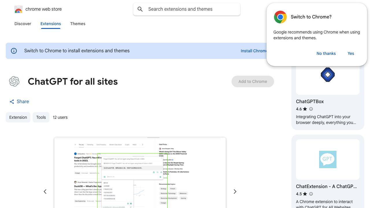 ChatGPT for all sites 网站截图