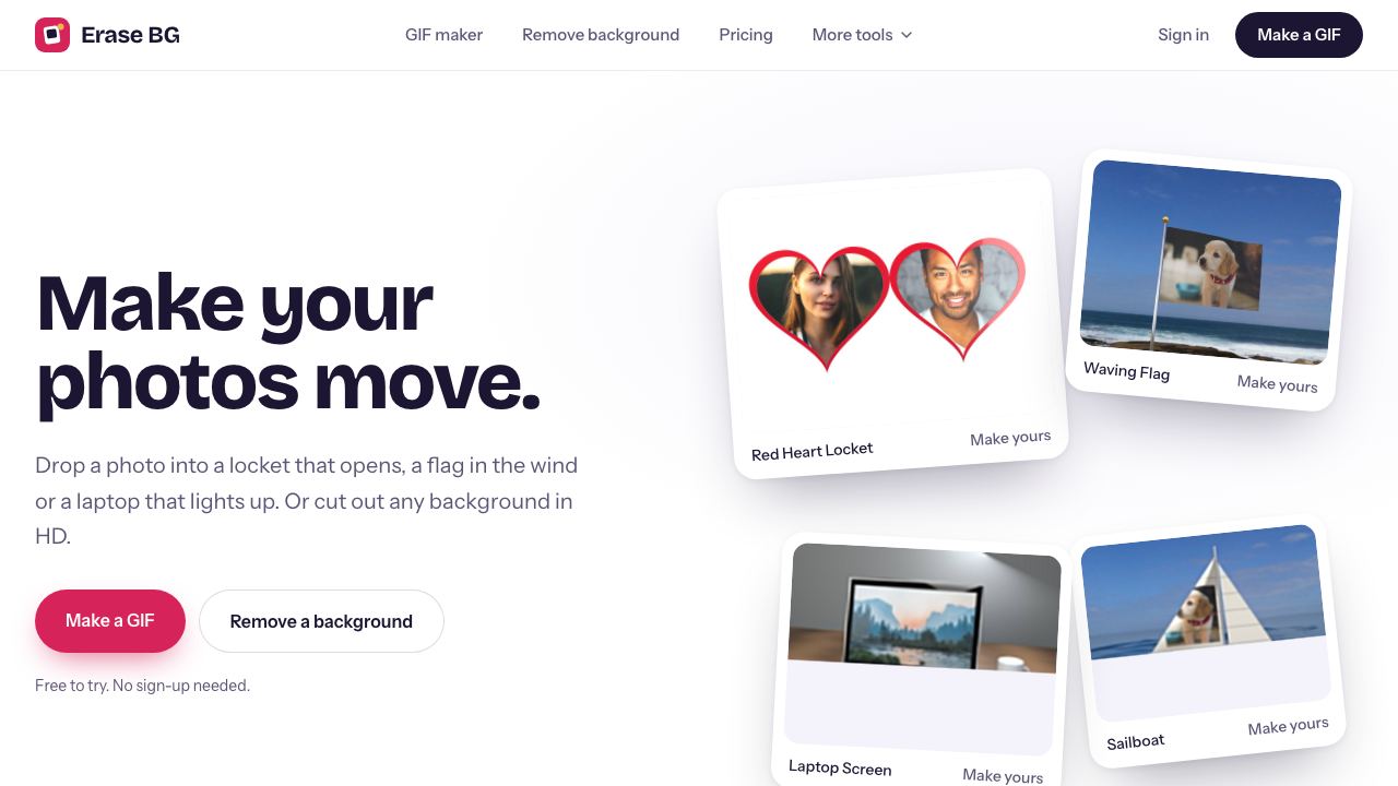 Erase BG website screenshot