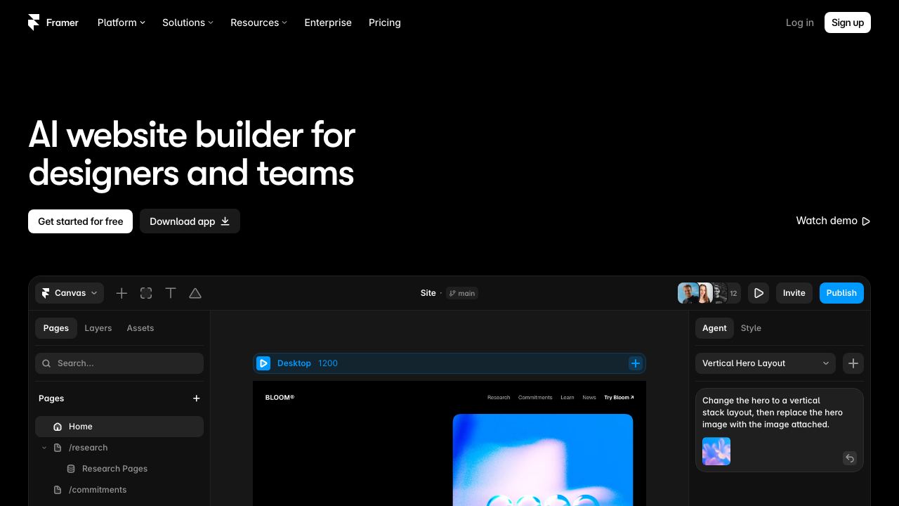Framer AI 网站截图