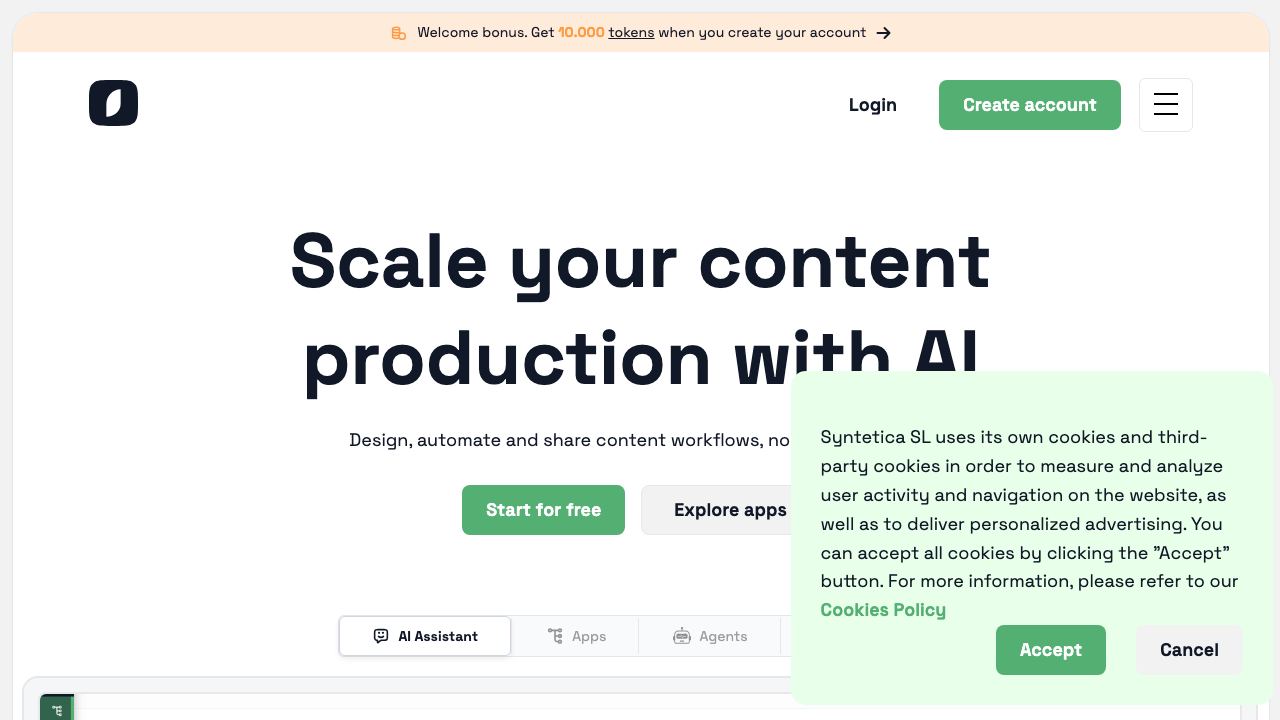 Syntetica.ai website screenshot