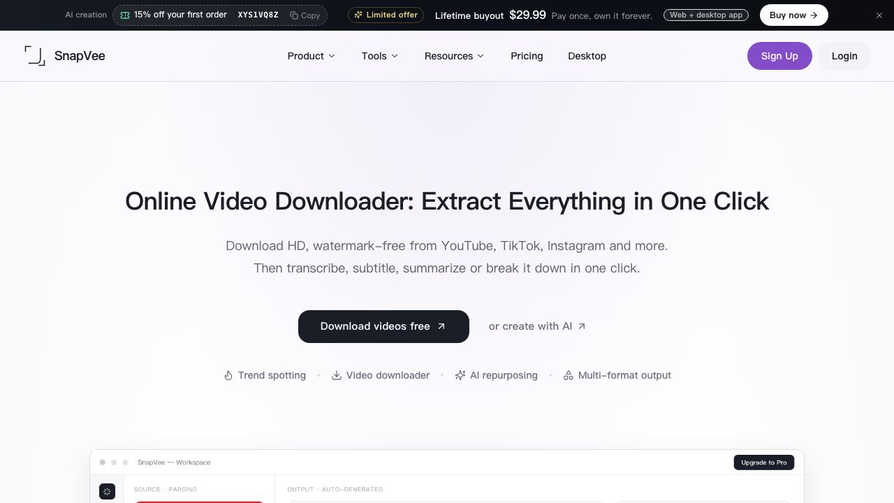 SnapVee Studio 网站截图