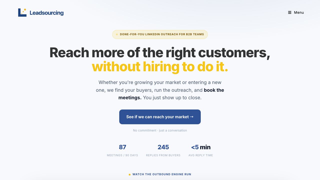 Leadsourcing website screenshot