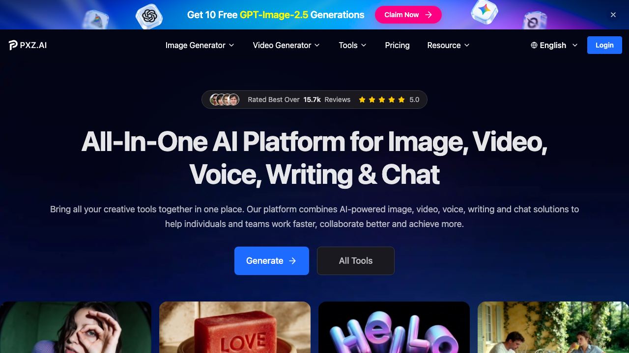 PXZ.AI website screenshot