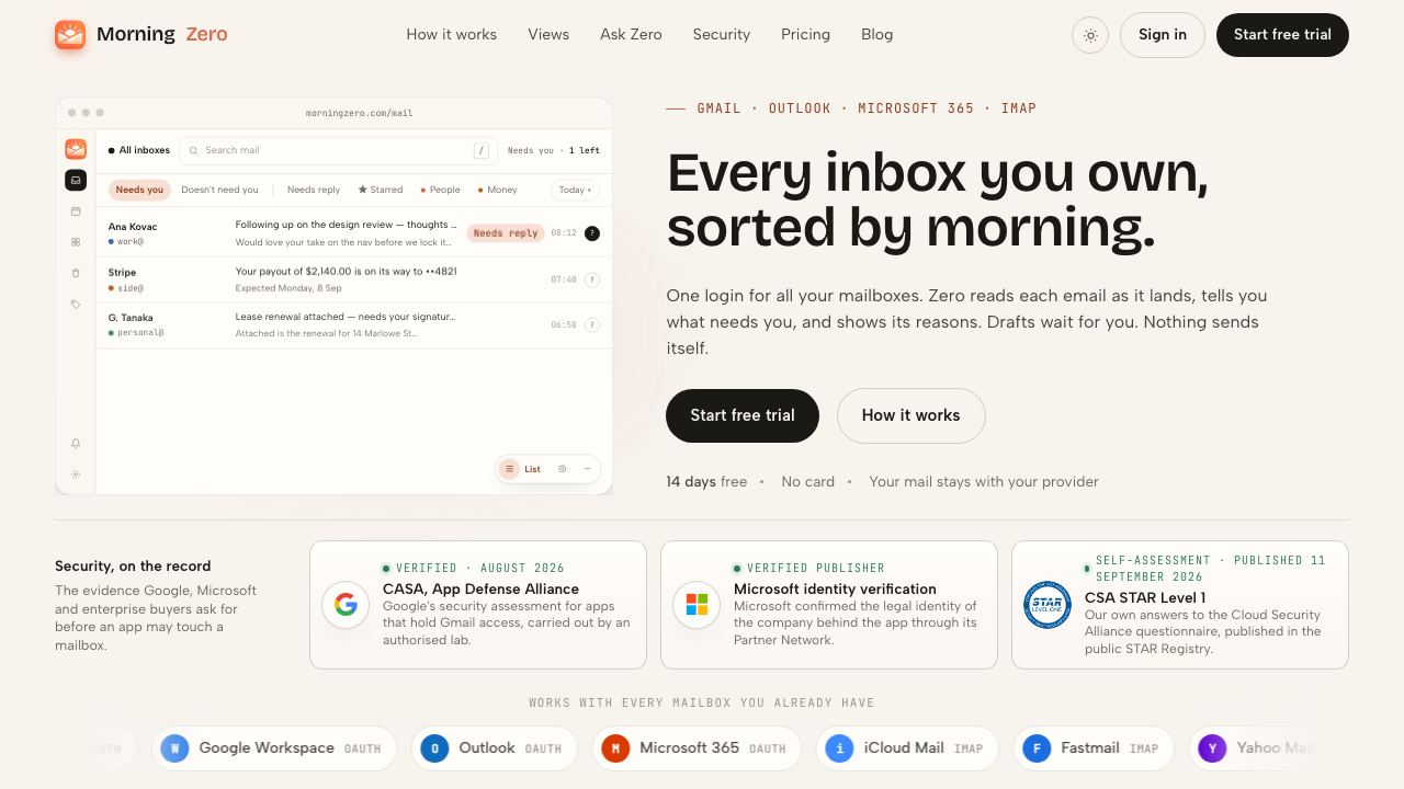 MorningZero website screenshot