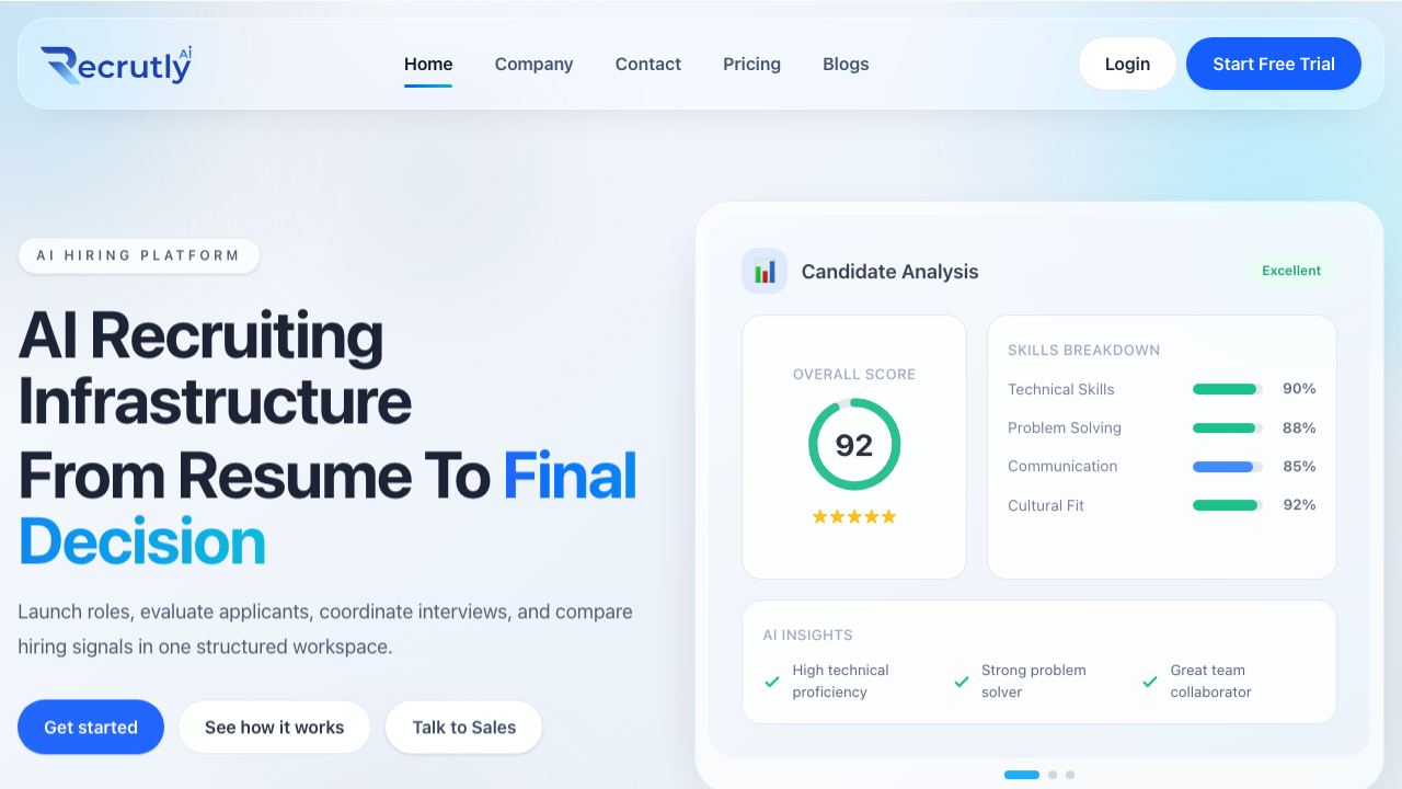 Recrutly website screenshot