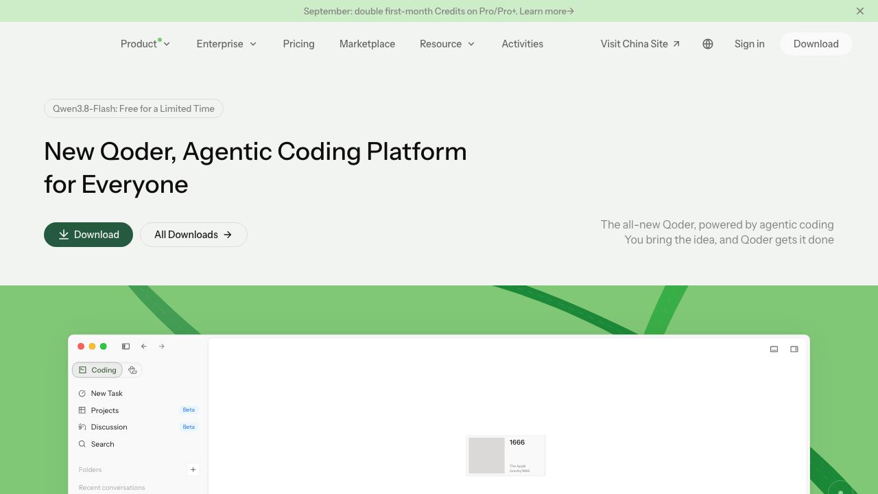 Qoder website screenshot