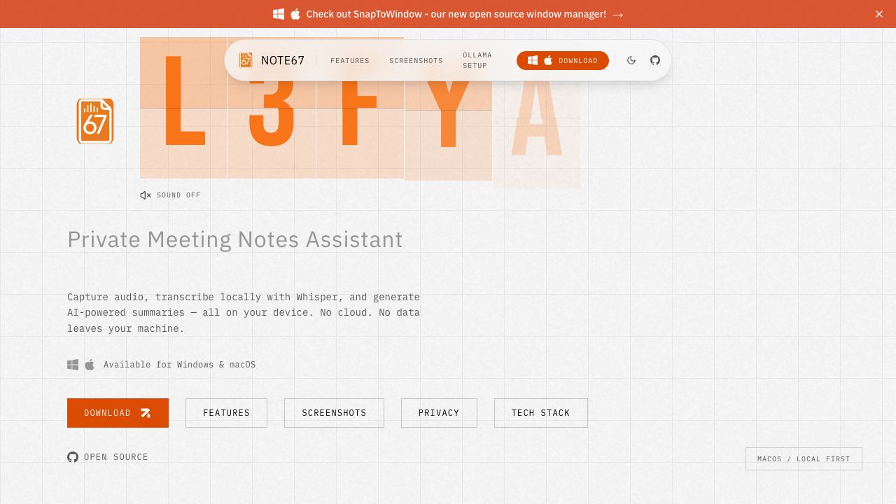 Note67 website screenshot
