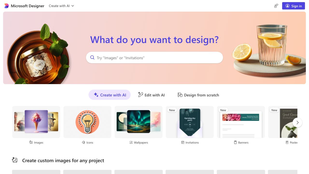 Microsoft Designer 网站截图