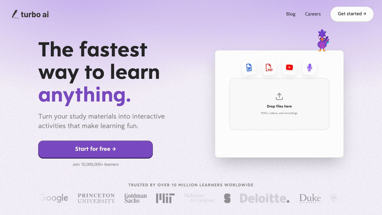 TurboLearn AI 网站截图