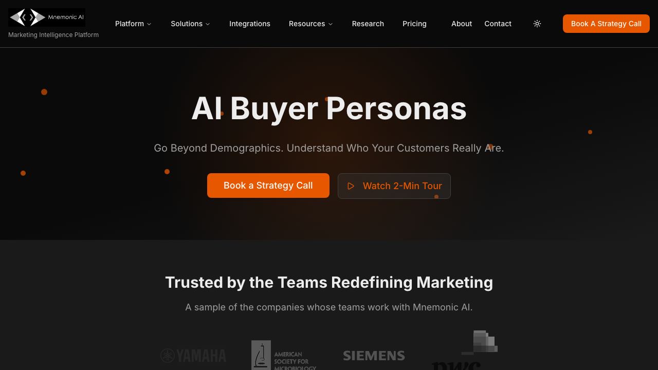 Buyer Persona by Mnemonic website screenshot