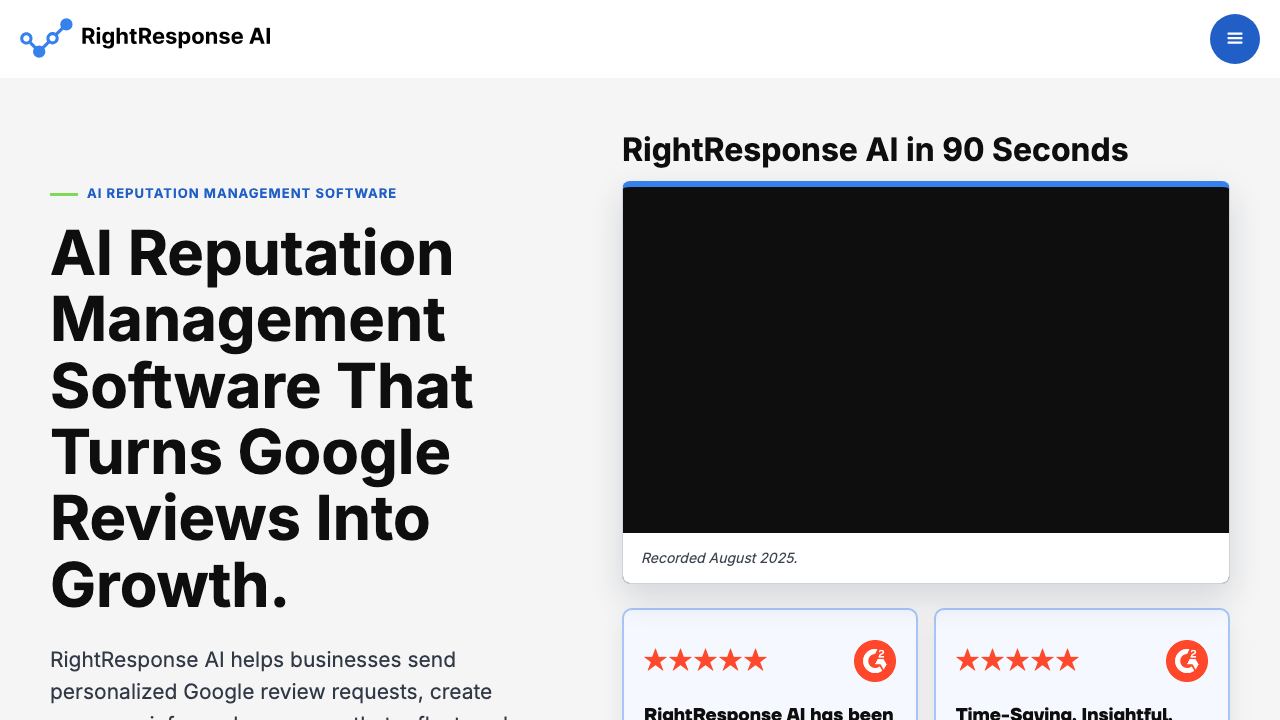 RightResponse AI website screenshot