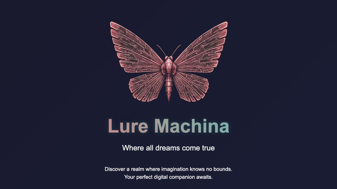 Lure Machina AI Companion website screenshot