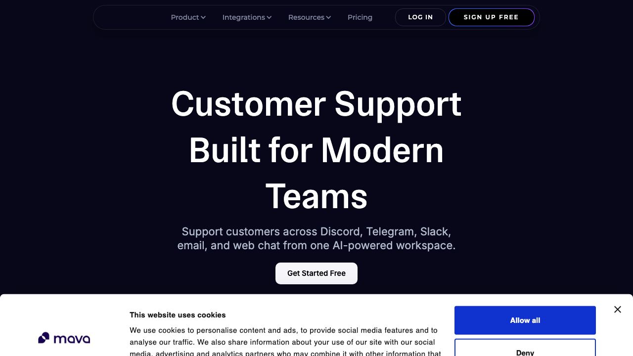 Mava website screenshot