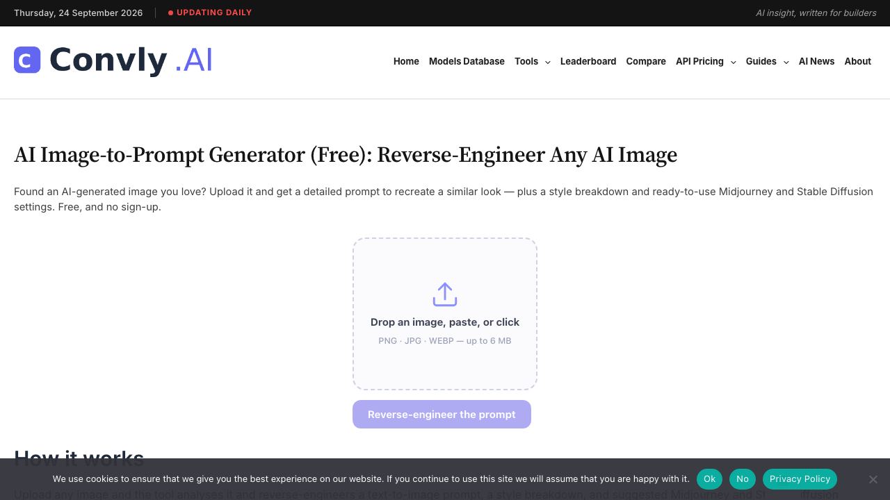 Convly AI Image-to-Prompt 网站截图