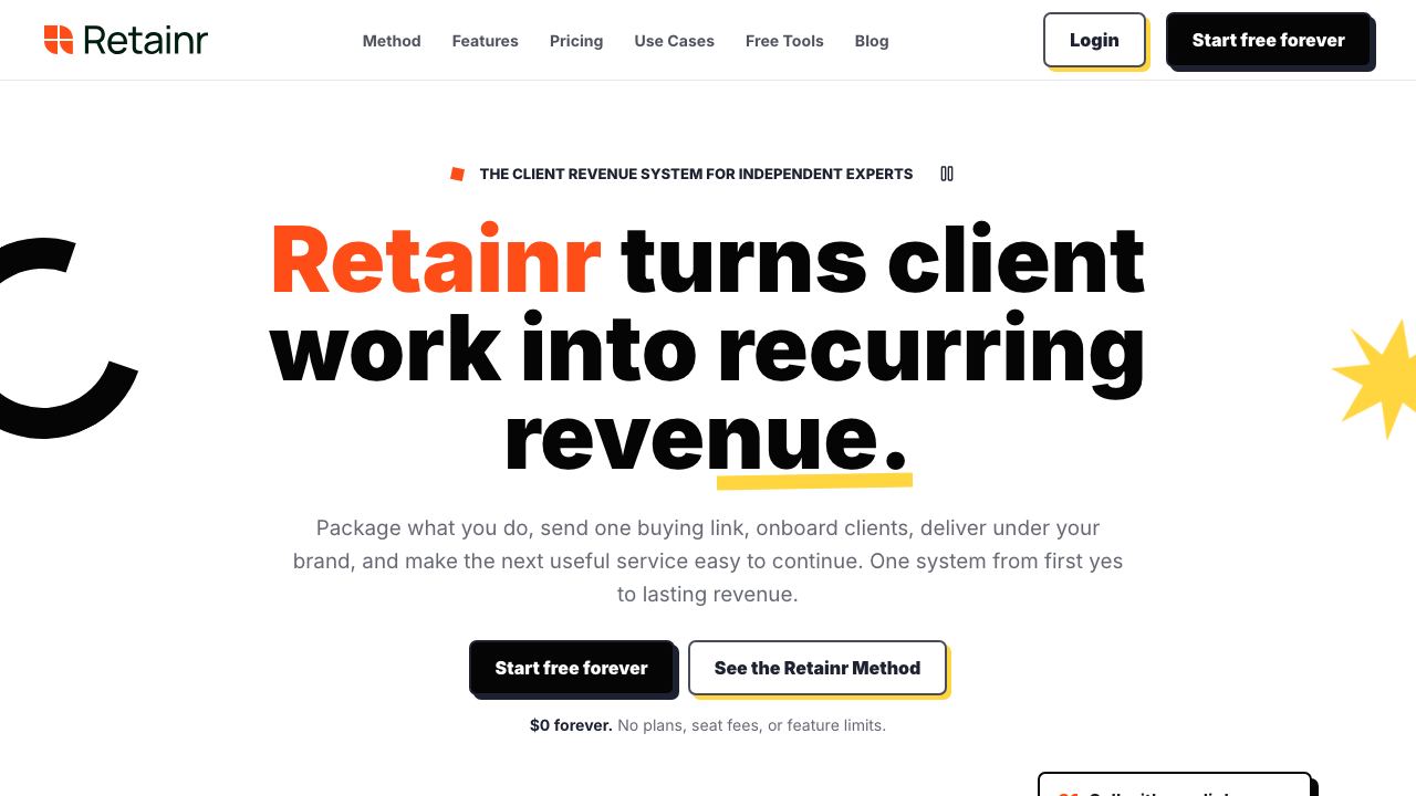 Retainr.io website screenshot