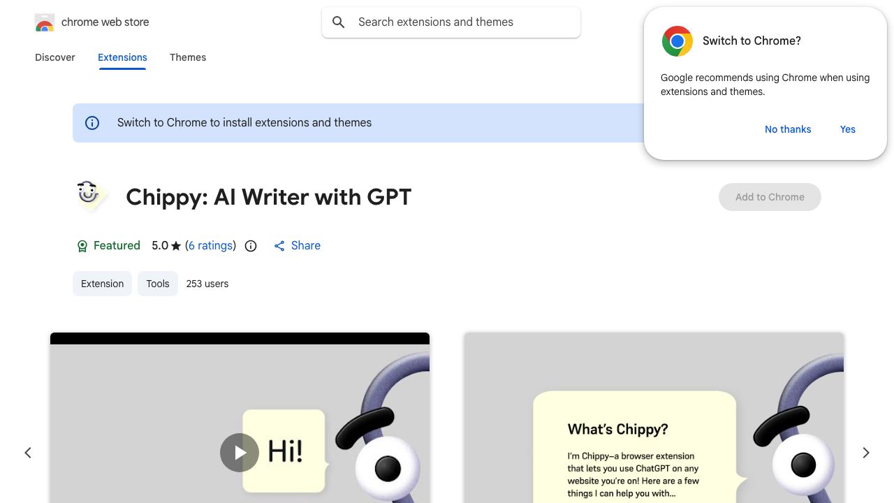Chippy: AI Writer with GPT 网站截图