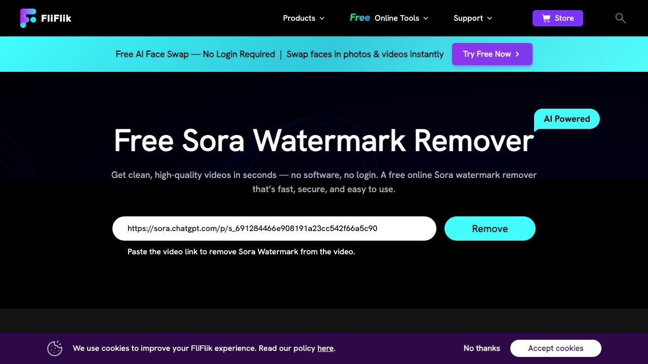Free AI Sora Watermark Remover 网站截图