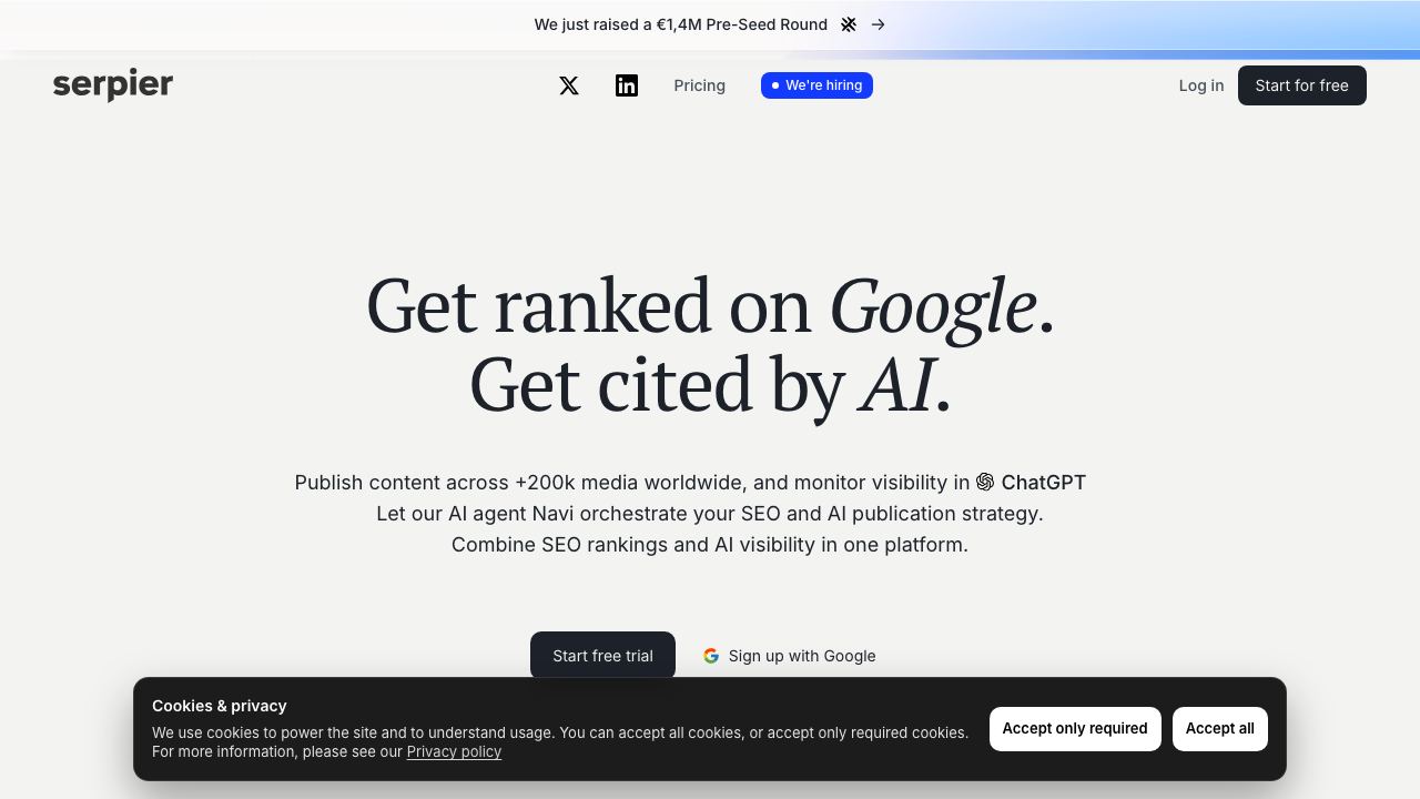 Serpier website screenshot