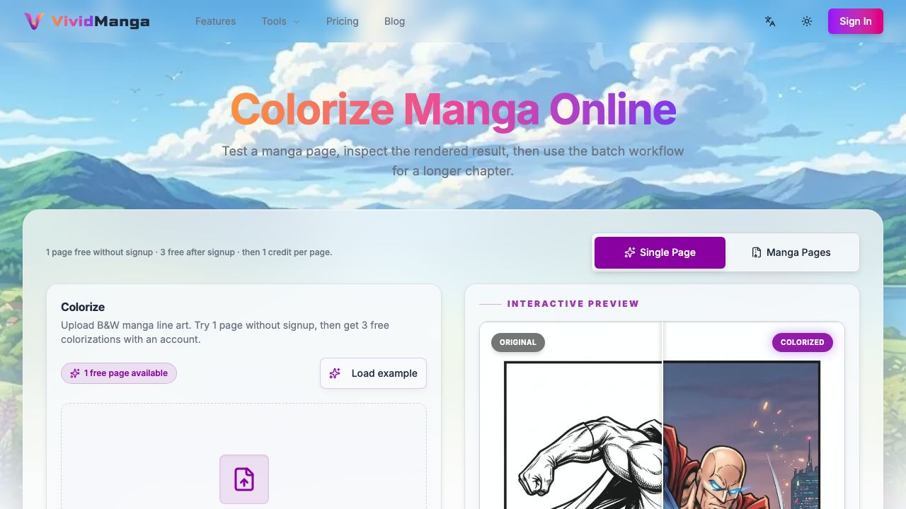 VividManga website screenshot