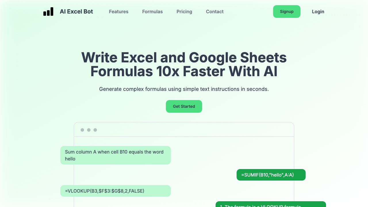 AI Excel Bot 网站截图