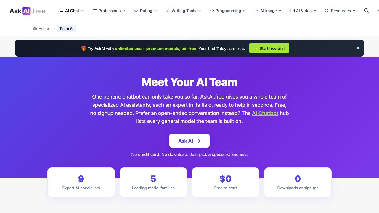 TeamSmart AI 网站截图