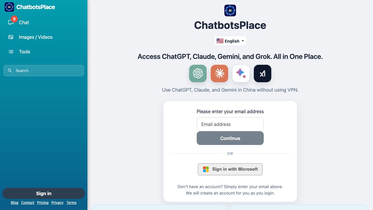 ChatbotsPlace 网站截图