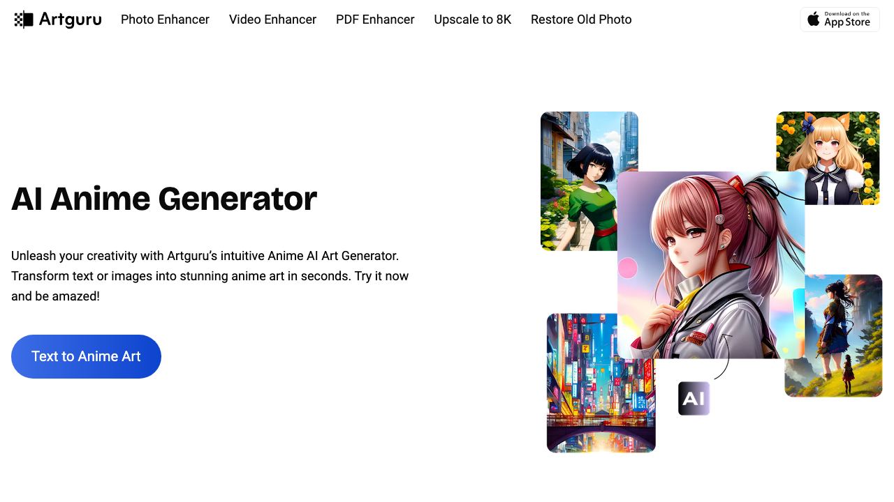AI Anime Generator By Artguru 网站截图