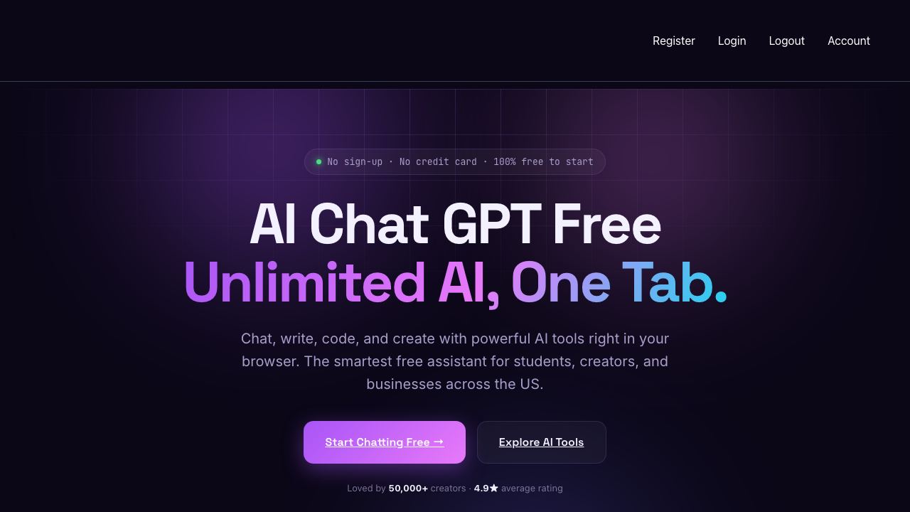 AI ChatGPT Free AI Chat and AI Tools website screenshot