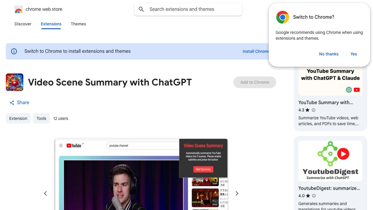 Video Scene Summary with ChatGPT 网站截图