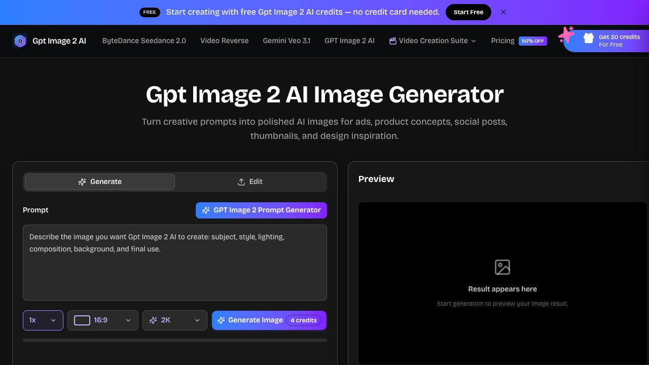 Gptimg2 AI 网站截图