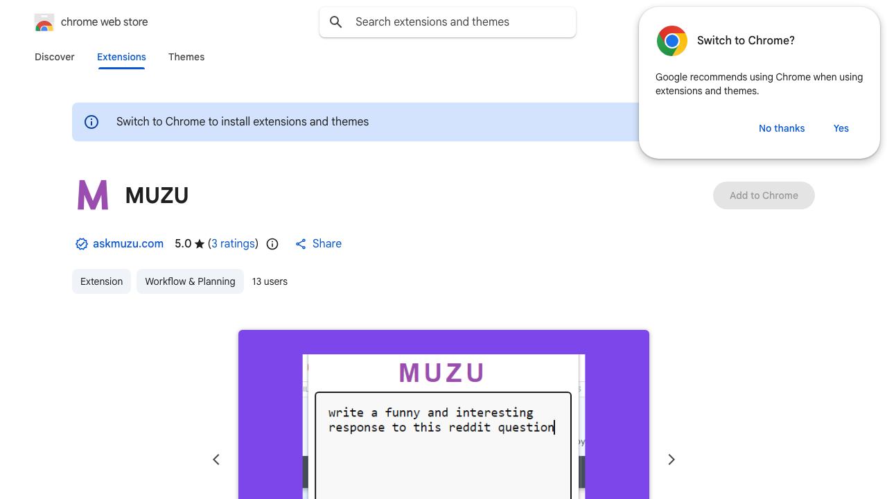 MUZU website screenshot